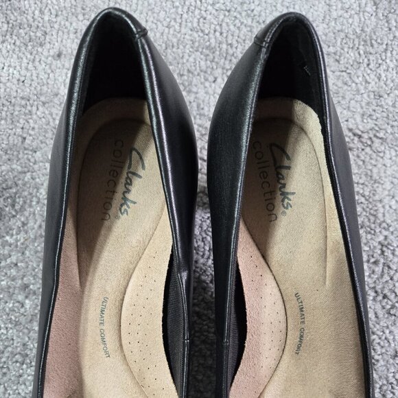 Clarks Kyndall Iris Black Mid Heel Comfort Pumps Classic Office Neutral Preppy - Picture 3 of 12